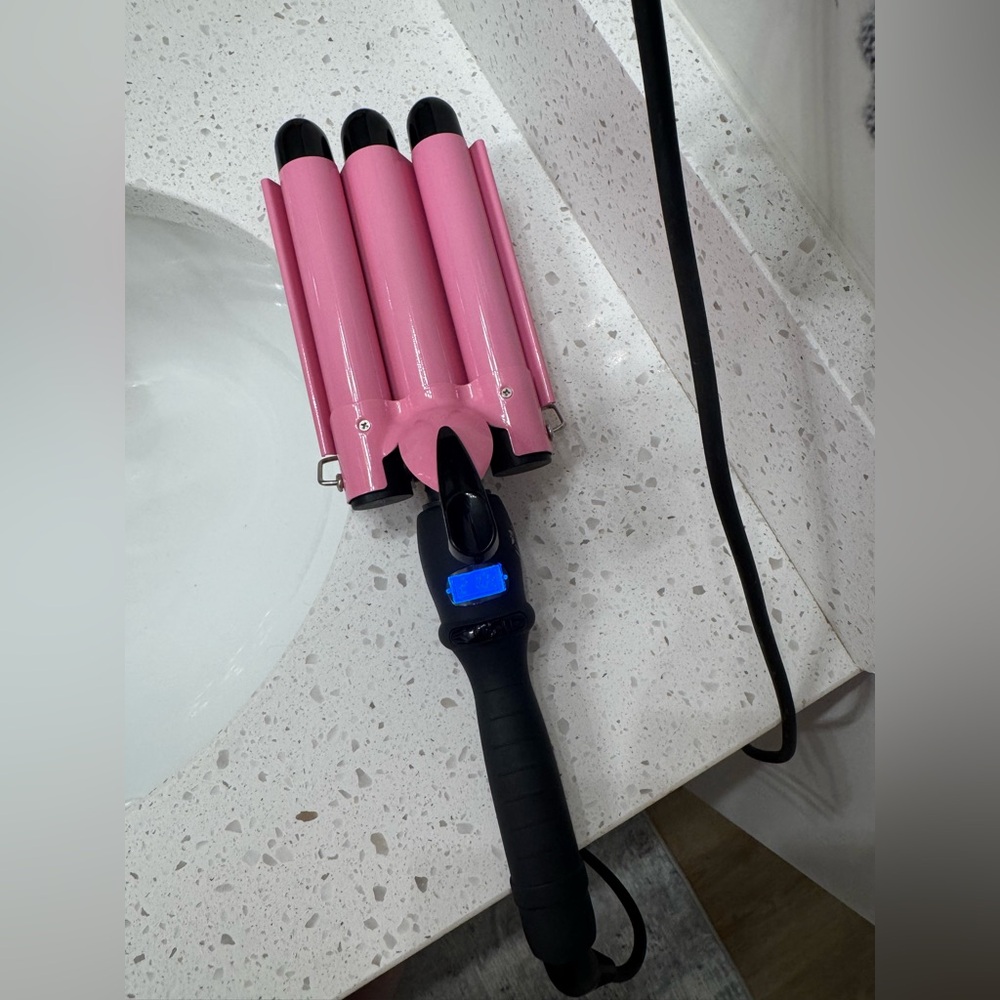 Pink Hair Waver with Black Handle